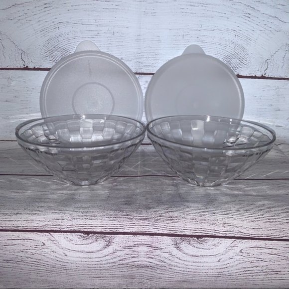 New Tupperware Ice Prisms Bowls Clear Set of 2 - Picture 2 of 2